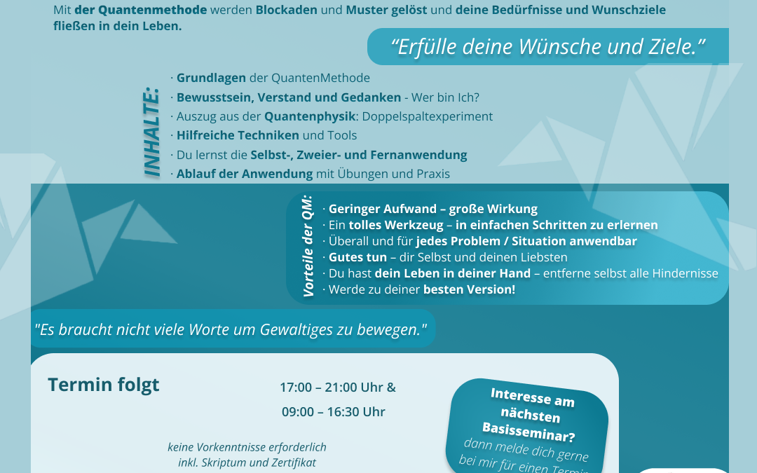 Basisseminar zur QuantenMethode (2 Tage) – Termin folgt